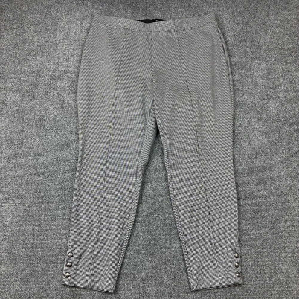 Talbots Skinny Ankle Pants Womens Size 2XP Plus Petite Houndstooth Button Hem